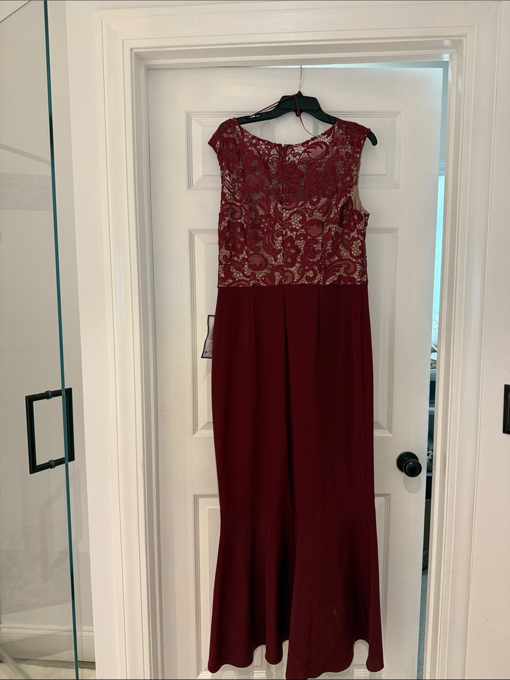 Alex Evenings Wine Lace Peplum Ruffle Maxi Dress - Picture 2 of 3